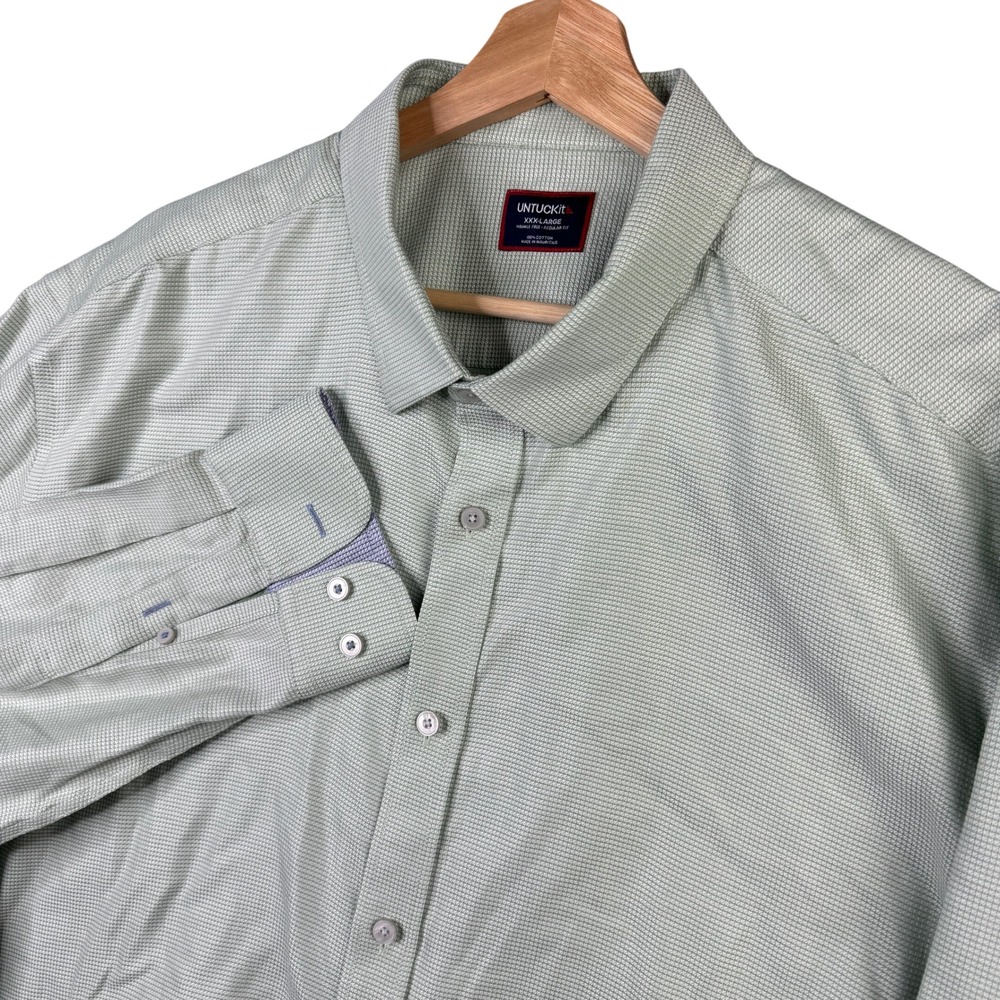 UNTUCKit Mens XXXL Green Wrinkle Free Regular Fit Cotton Button Down Shirt